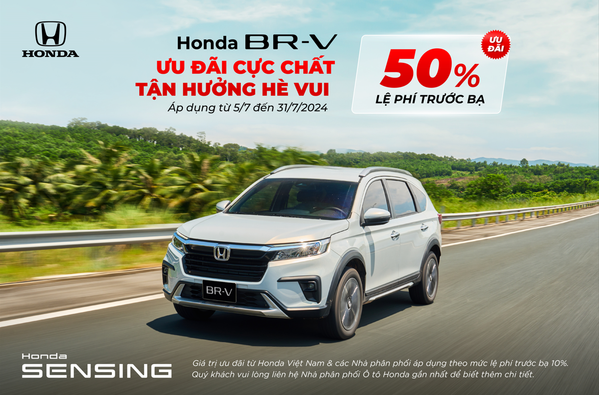 Honda BR-V ưu đãi 50% Lệ phí trước bạ và phụ kiện trong tháng 7/2024. Chi tiết liên hệ Honda Ôtô Khánh Hòa - Nha Trang | Hotline 0905 254 255